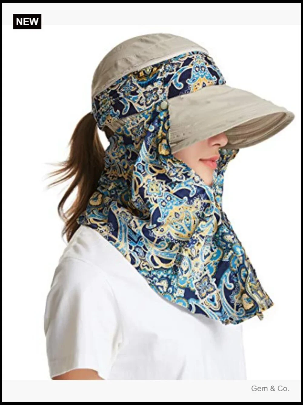 UPF 50+ Wide Brim Sun Hat with Neck Flap for Women